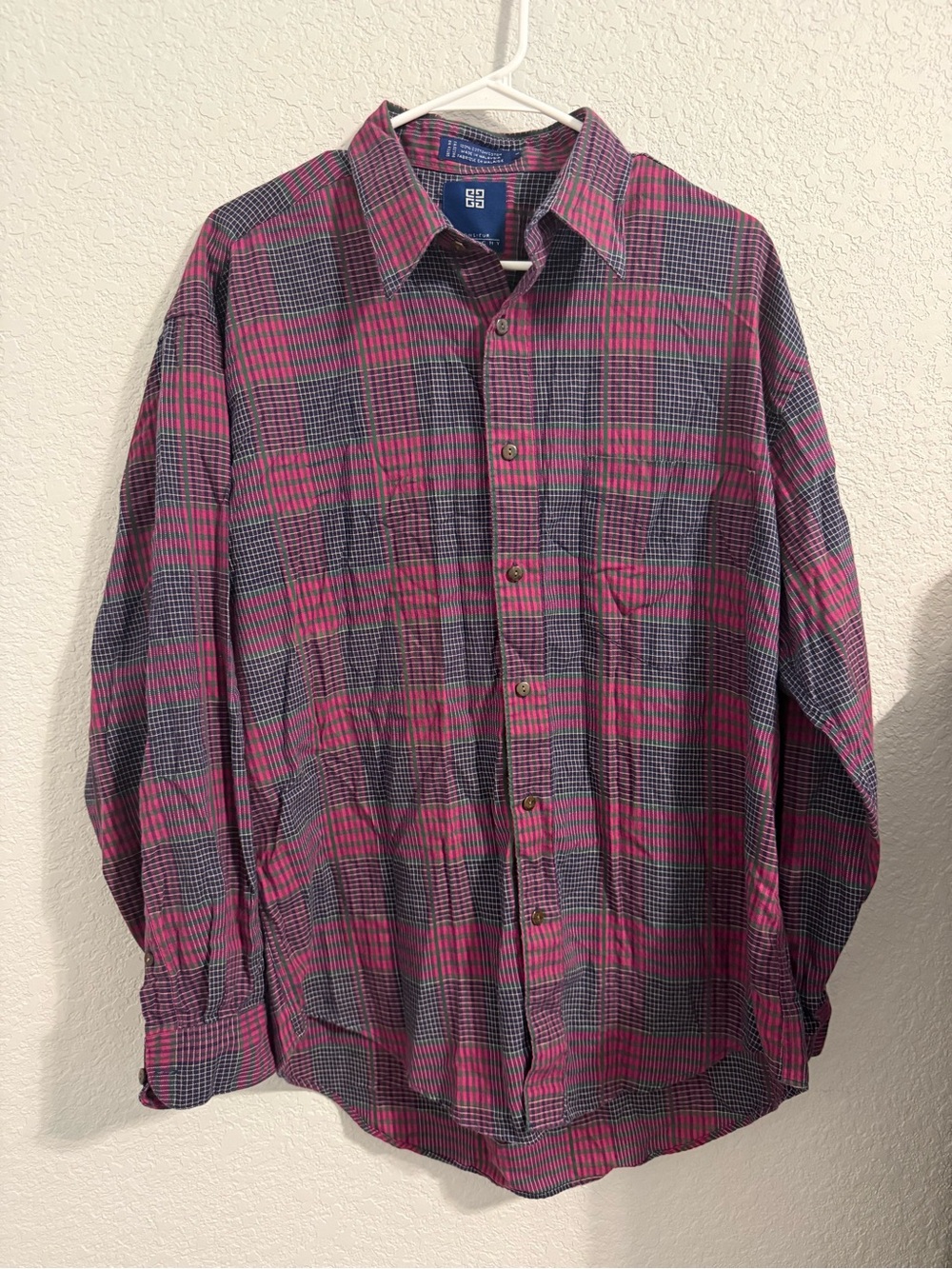 Givenchy Monsieur Vintage Red and Green Plaid Button-Up Shirt